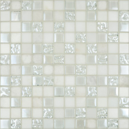 Mosaïque sur filet | 30.5x30.5 cm | Tilestone Leeds White mosaique en pierre naturelle, carrelage mosaique, blanc, carrelage sur filet, salle de bain, douche,